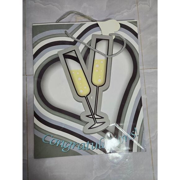 20/$12 "Congratulations" Wedding Engagement Glass Toast Party Gift Bag - Picture 1 of 2